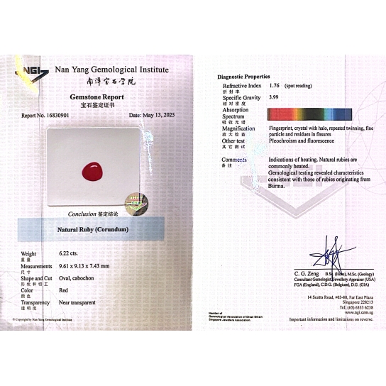 6.22ct Cabochon Ruby