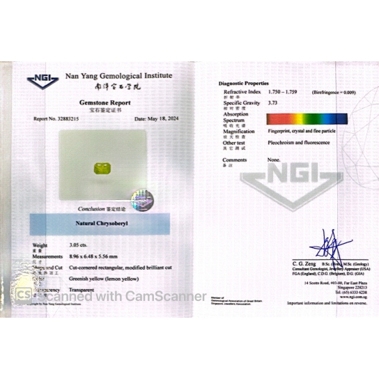 3ct Chrysoberyl 