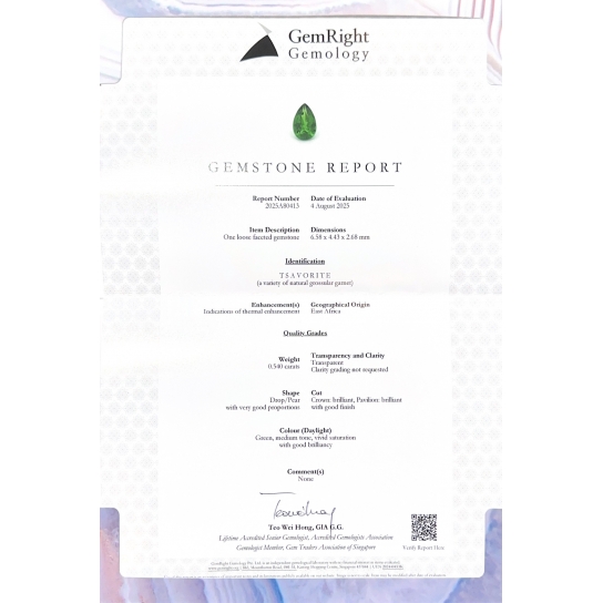 0.54ct Tsavorite Certified