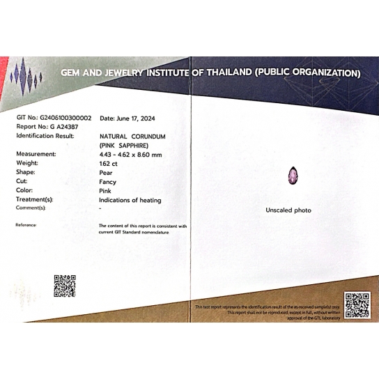 1.62ct Briolette Sapphire (GIT Certified)