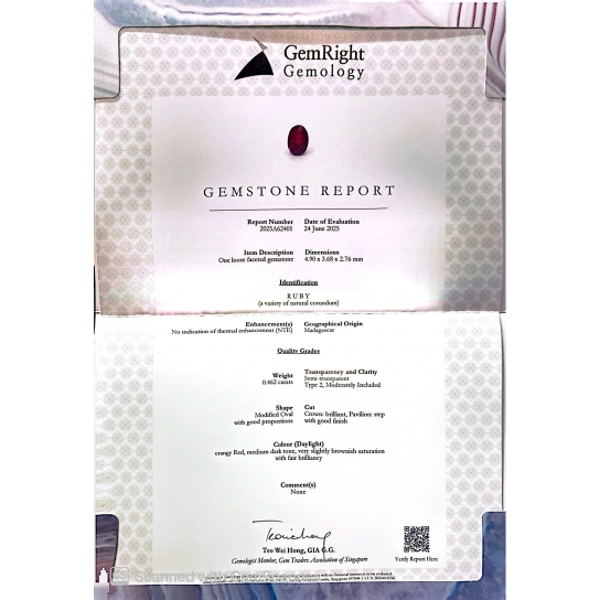 0.48ct Ruby Certified