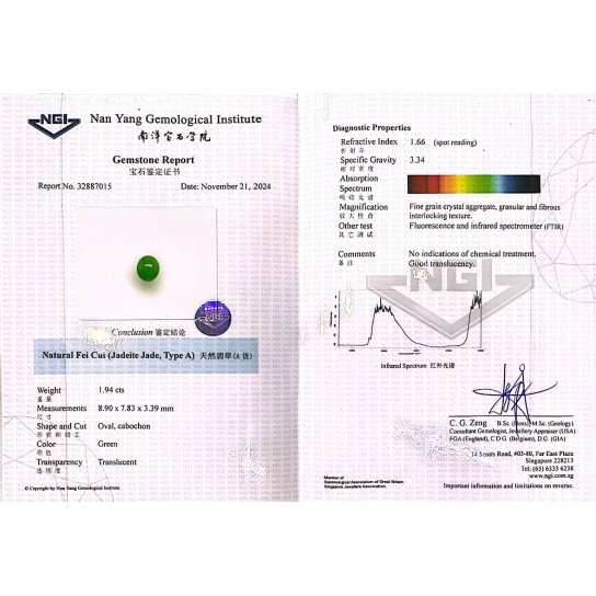 1.94ct Apple Green Jade (NGI Certified)