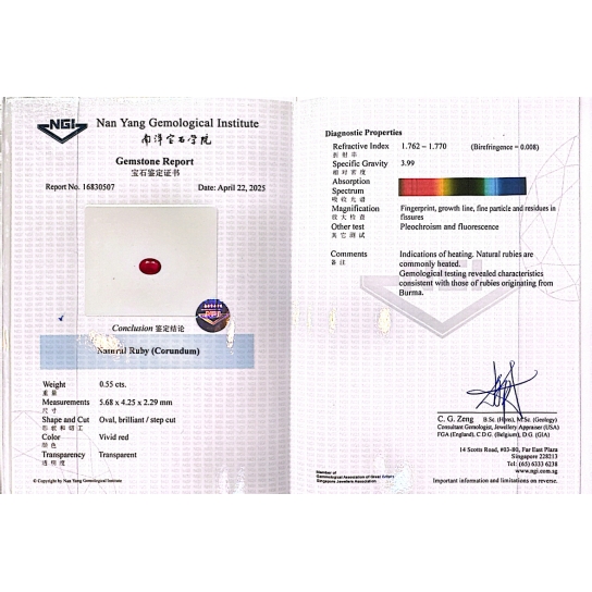 0.55ct Ruby (NGI Certified)