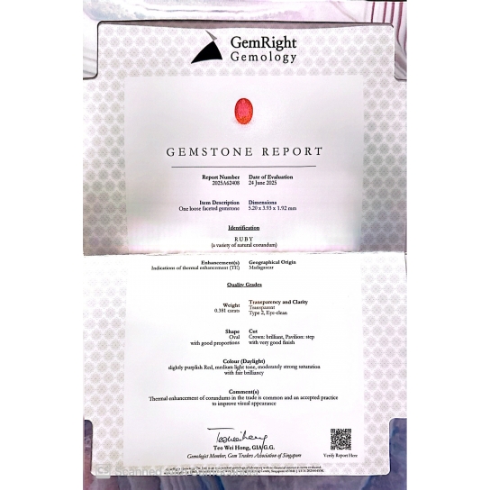 0.35ct Ruby Certified