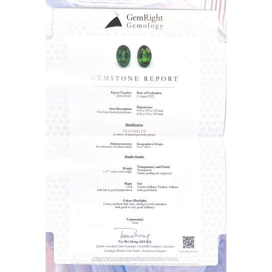1.577ct Tsavorite Pair Certified